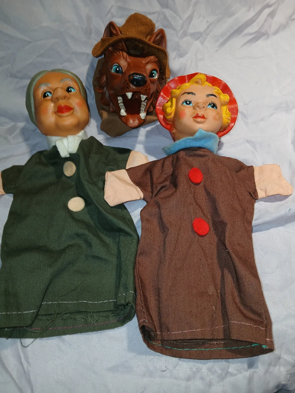 7 Piece VTG Hand Puppet Lil Red Riding Hood Plus Rubber Plush